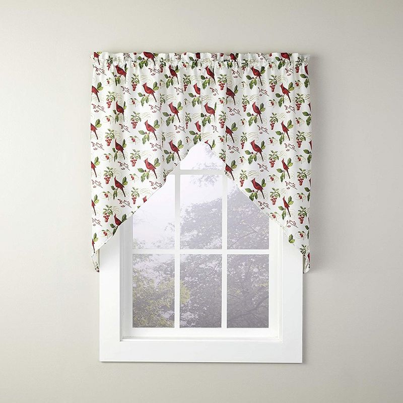 SKL Home Cardinals & Berries Nature Themed Decorating Window Swag Valance - 58 x 36, Multicolored