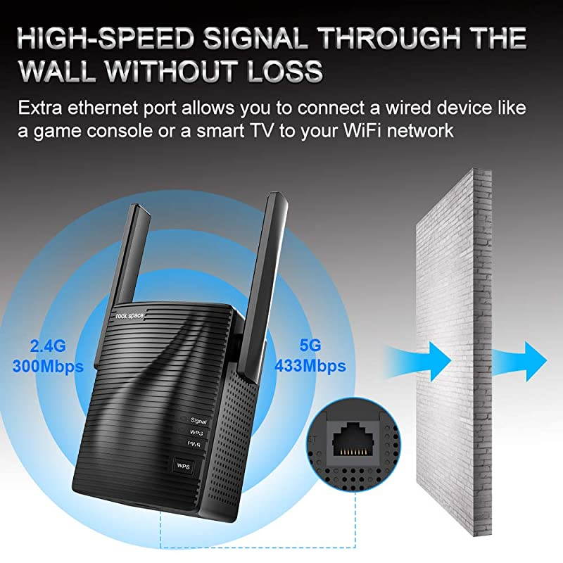 Range Extender 750Mbps Repeater Wireless Signal Booster 24 5GHz Dual Band Extender with Ethernet Port 360 Degree Full Coverage Range Extender Repeater Simple Setup