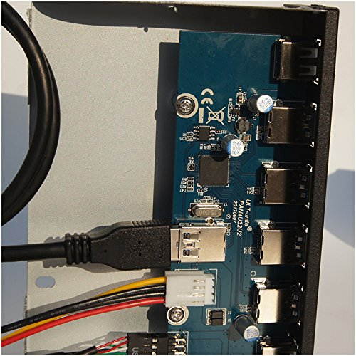 WERLEO USB 3.0 4-Ports + USB 2.0 2-Ports 5.25 inch Metal Front Panel USB Hub [ 20 Pin Connector & 2ft Adapter Cable]