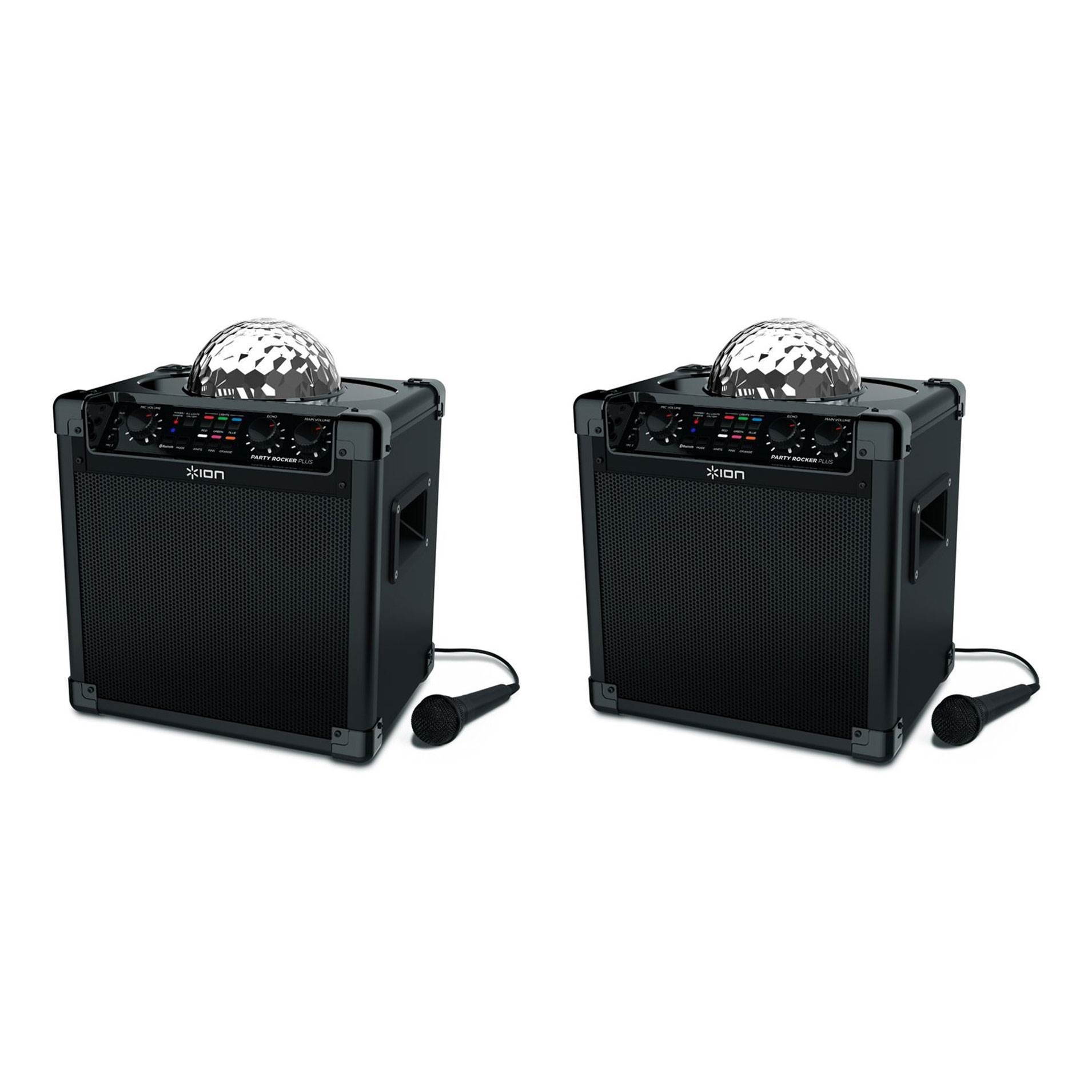 Ion Audio Party Rocker Plus Bluetooth Karaoke Speaker with Lights (2 Pack)