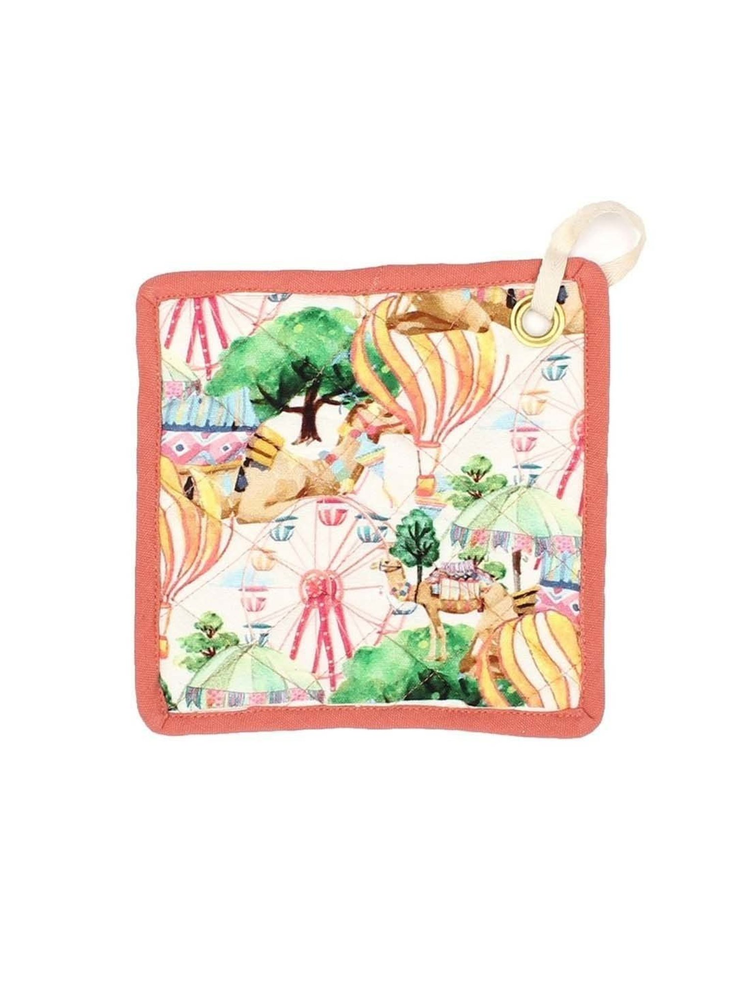 House This Pushkar Printed Pink 180 TC Cotton Pot Holder