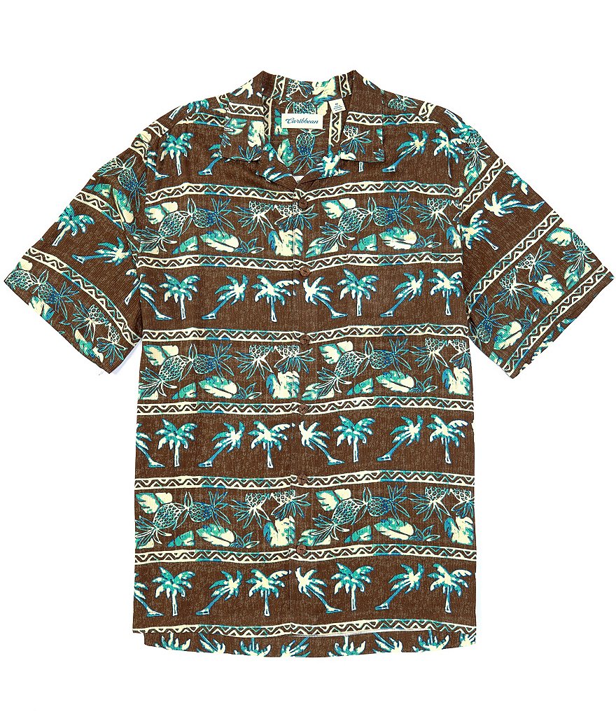 Caribbean Brown Short-Sleeve Woven Camp Shirt