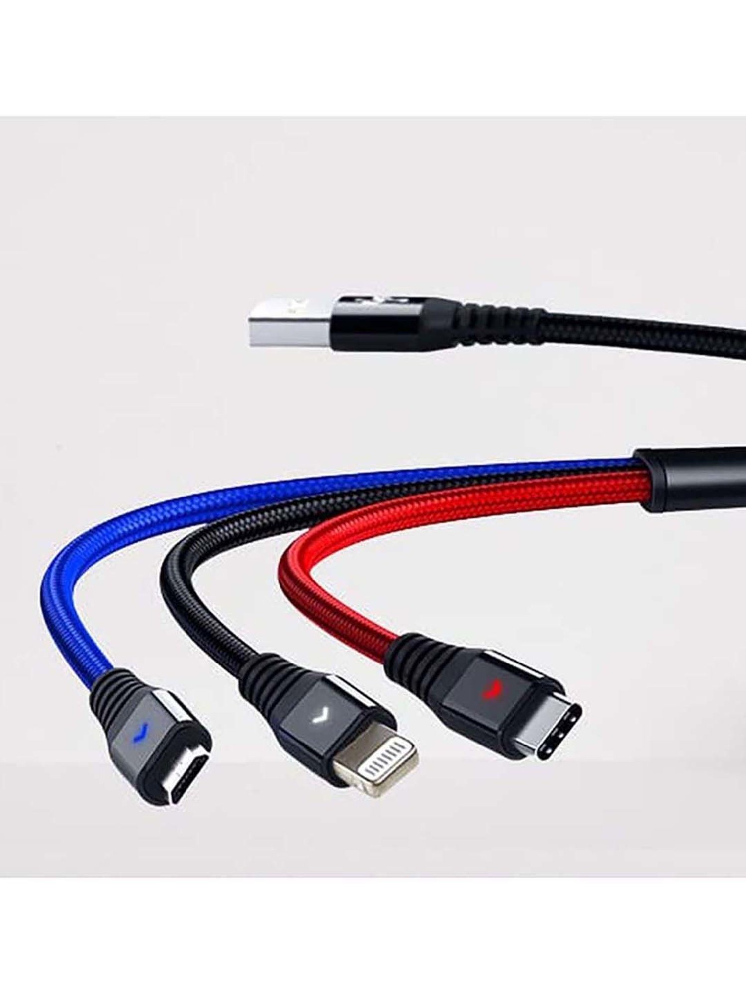 Moerdon MUC - 3in1 3.5A Fast Charging USB Cable with Colorful Indicator (Multicolor)