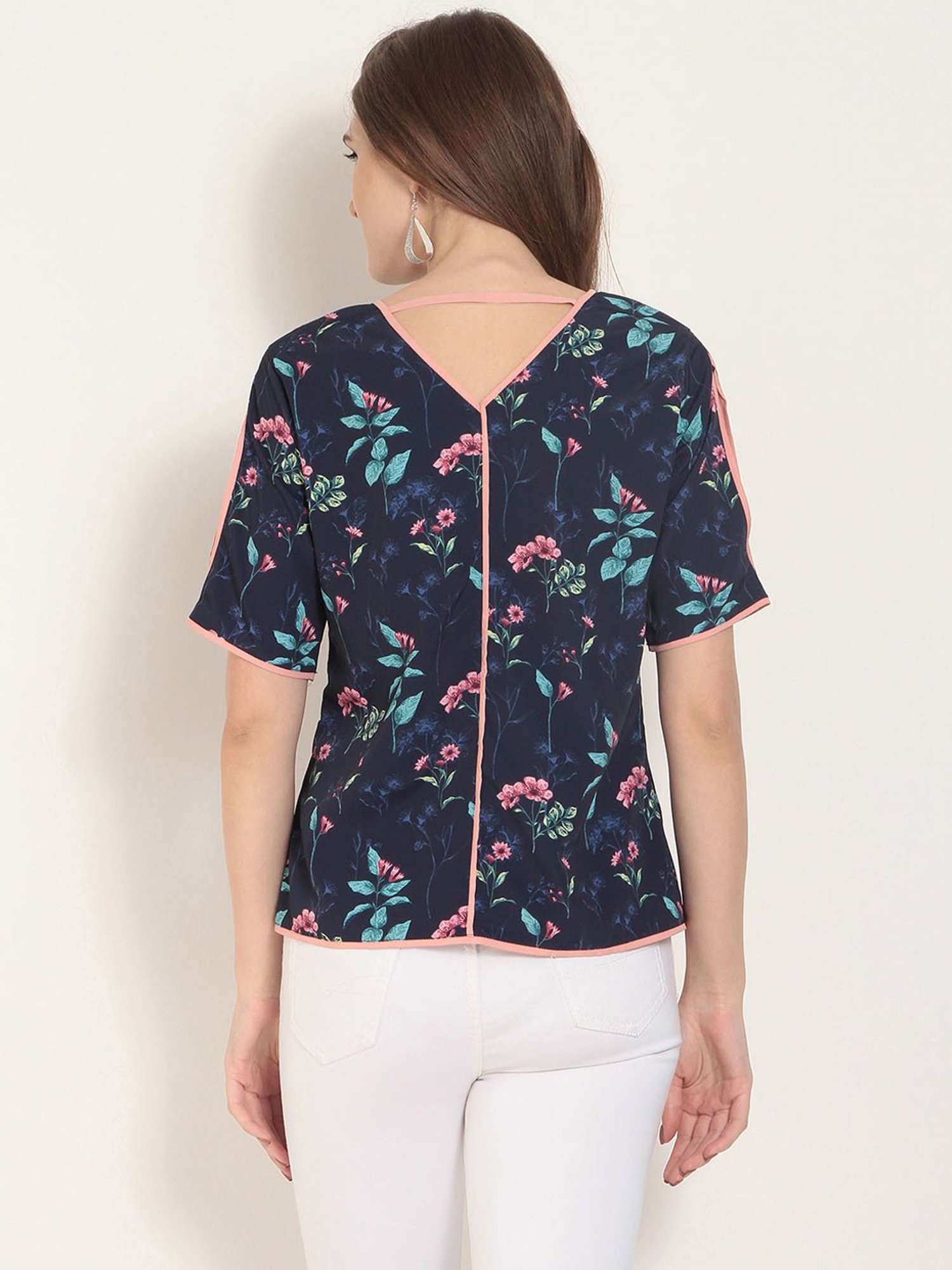 Marie Claire Navy Floral Print Top