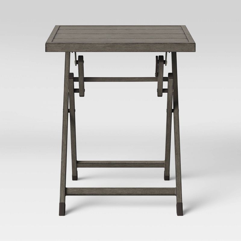 Weathered Teak Folding Patio Accent Table - Threshold™