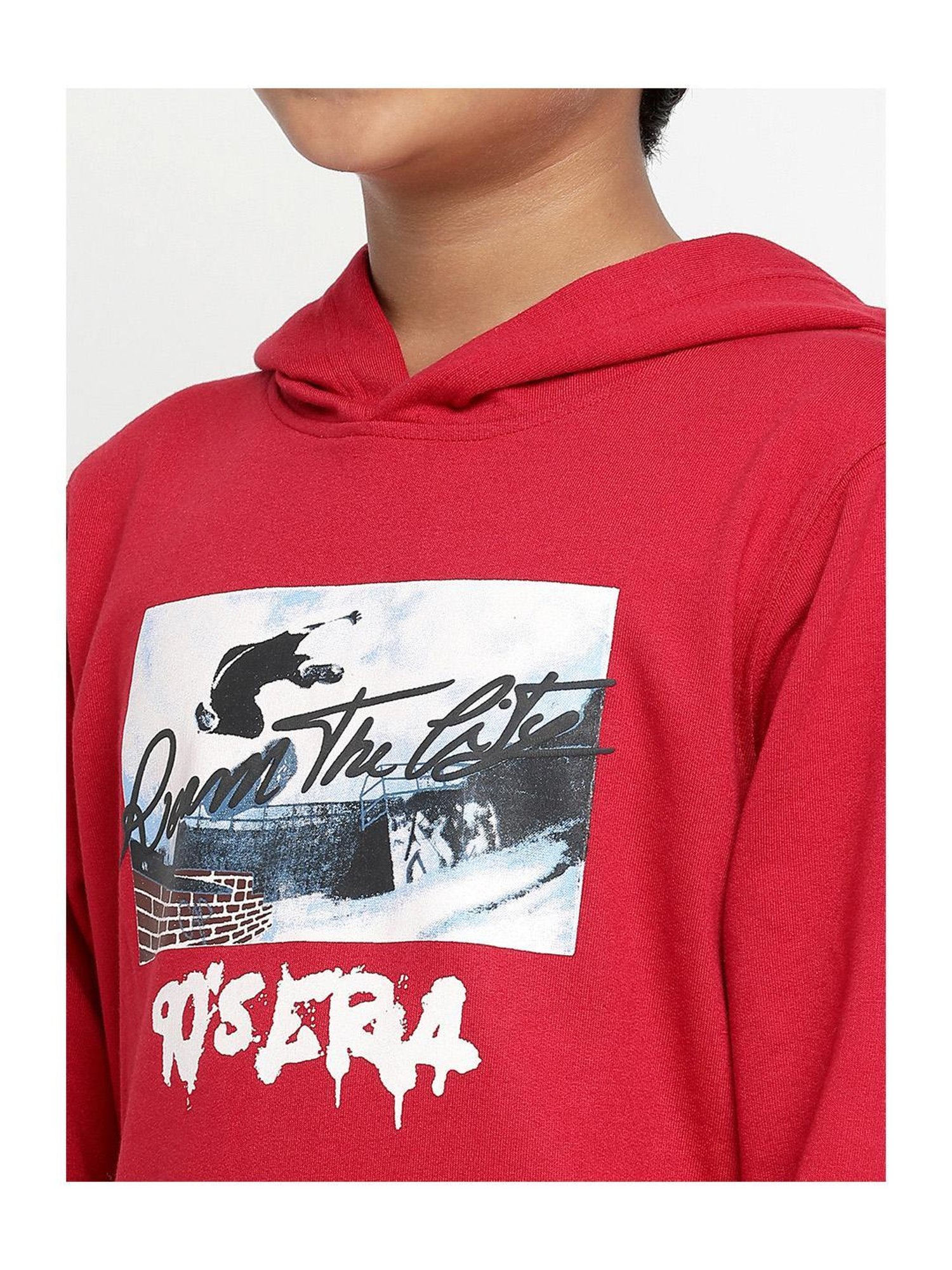 Lil Tomatoes Kids Red Printed Full Sleeves Sweatshirt