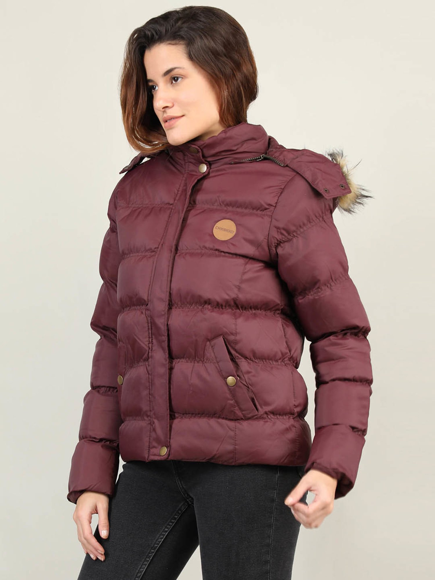 Chkokko Maroon Quilted Jacket