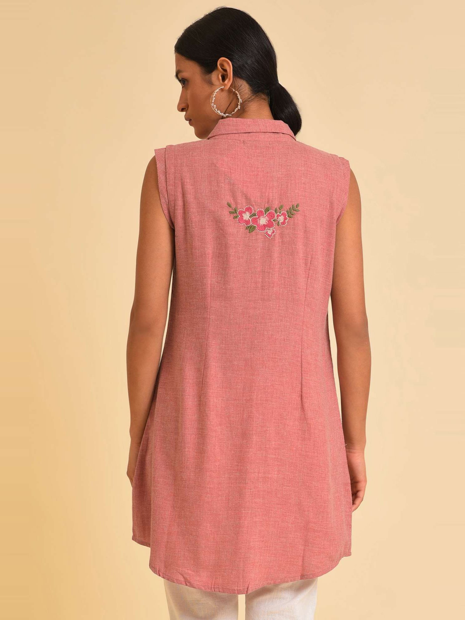 W Pink Cotton Regular Fit Tunic