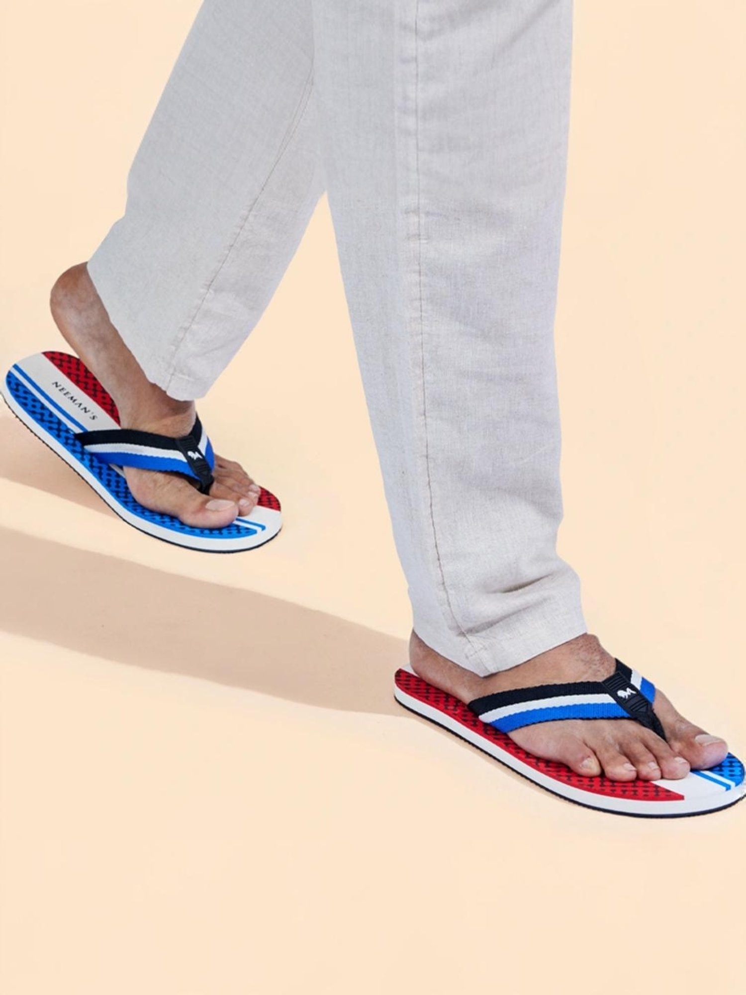 Neemans Men's Striped Fusion Multicolor Flip Flops