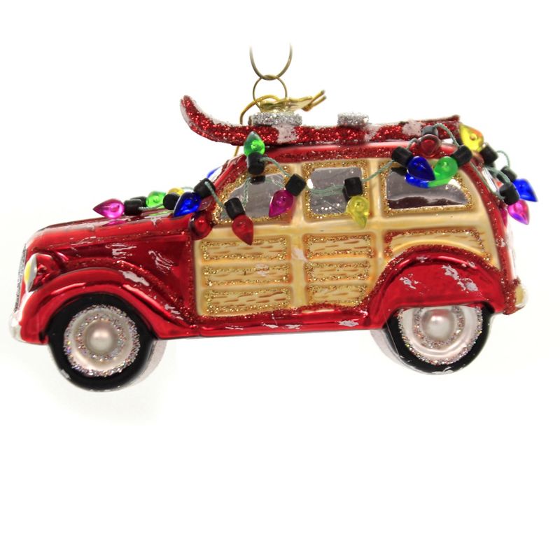 Noble Gems 2.75" Woody Car W/ Lights Ornament Griswold Decorated  -  Tree Ornaments