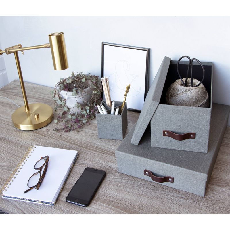 Set of 3 Silvia Canvas Media Box Dark Brown - Bigso Box of Sweden