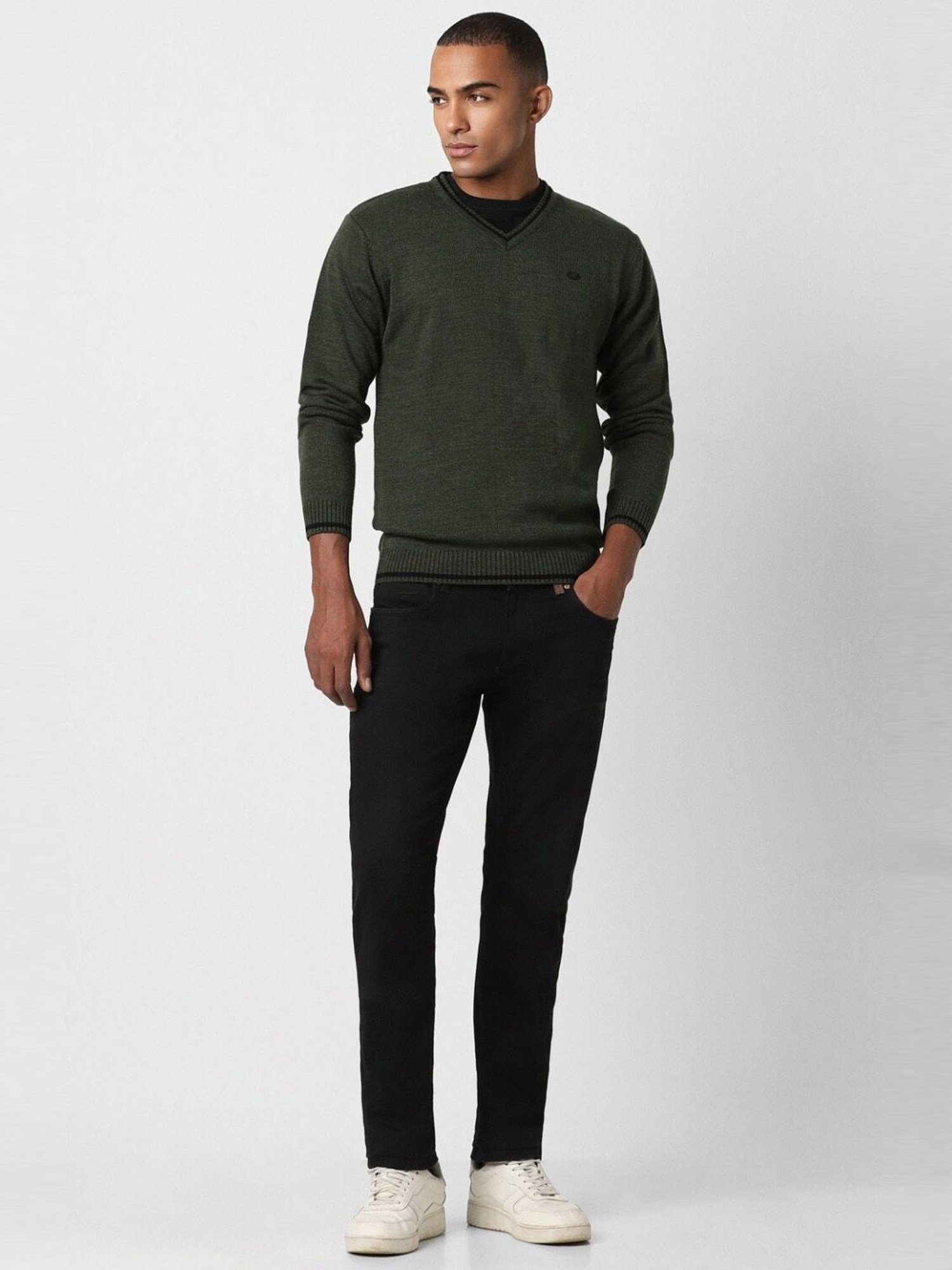 Peter England Green Regular Fit Sweater