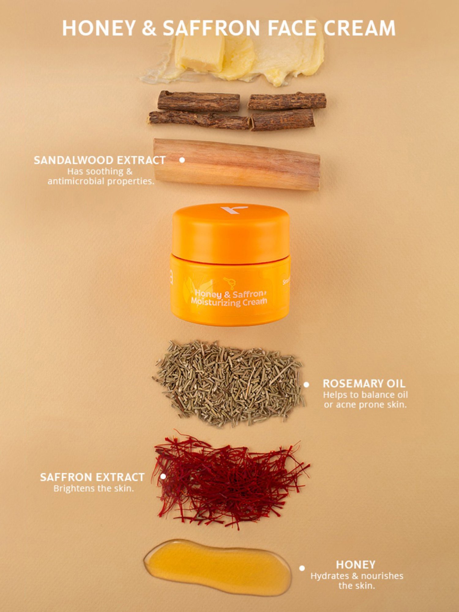 Rivona Naturals Honey & Saffron Moisturizing Cream - 50 gm