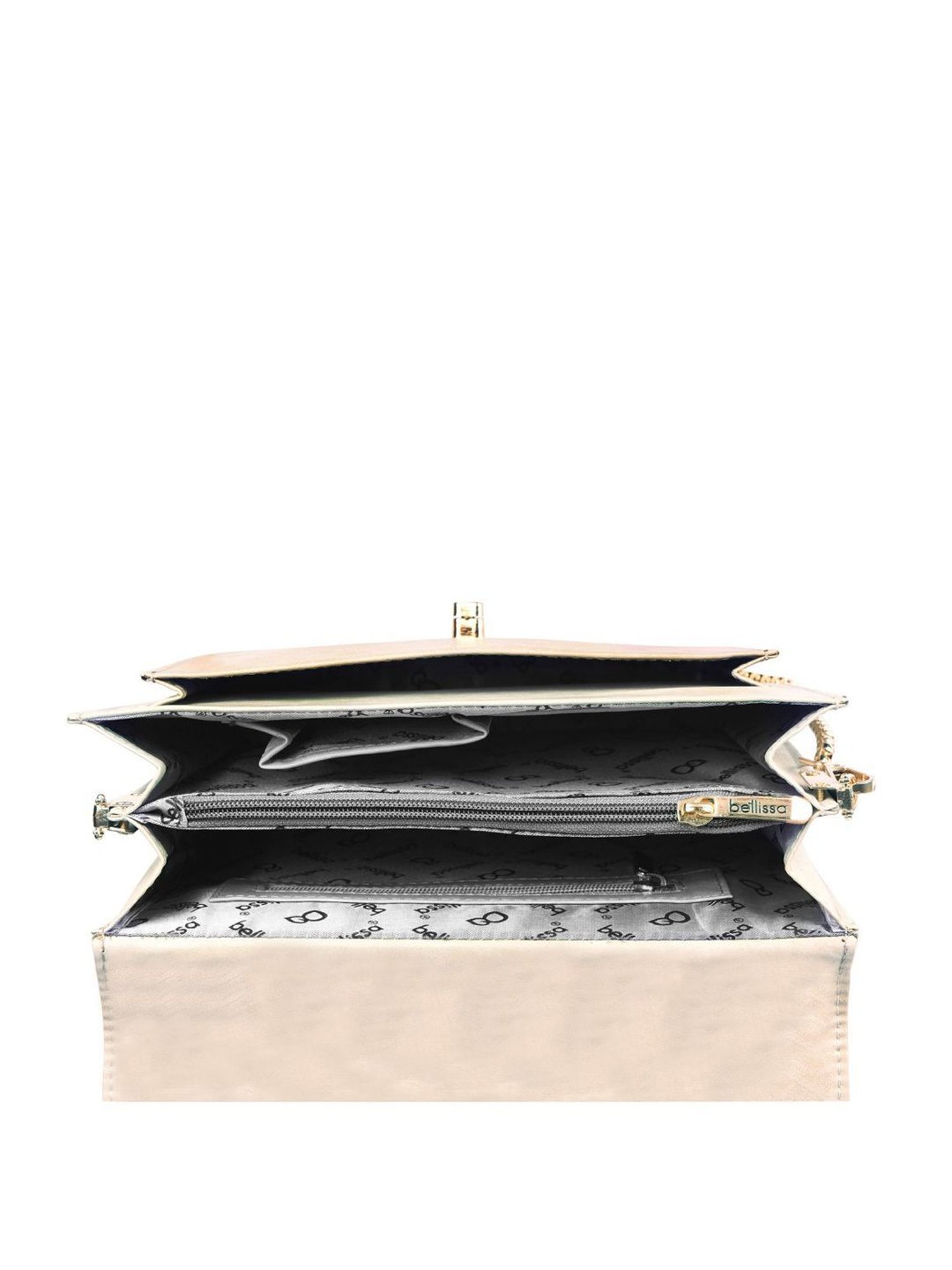 Bellissa Cream Solid Medium Sling Handbag