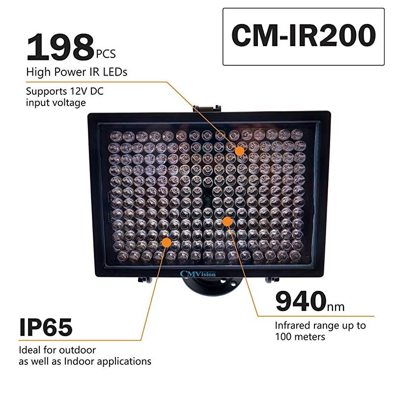 IR200198 850nm IR LED Night IndoorOutdoor Long Range 300ft IR Illuminator wFree 12V Power Adapter Up amp Down Position Adjustment only 45 Degree Spot IR Light