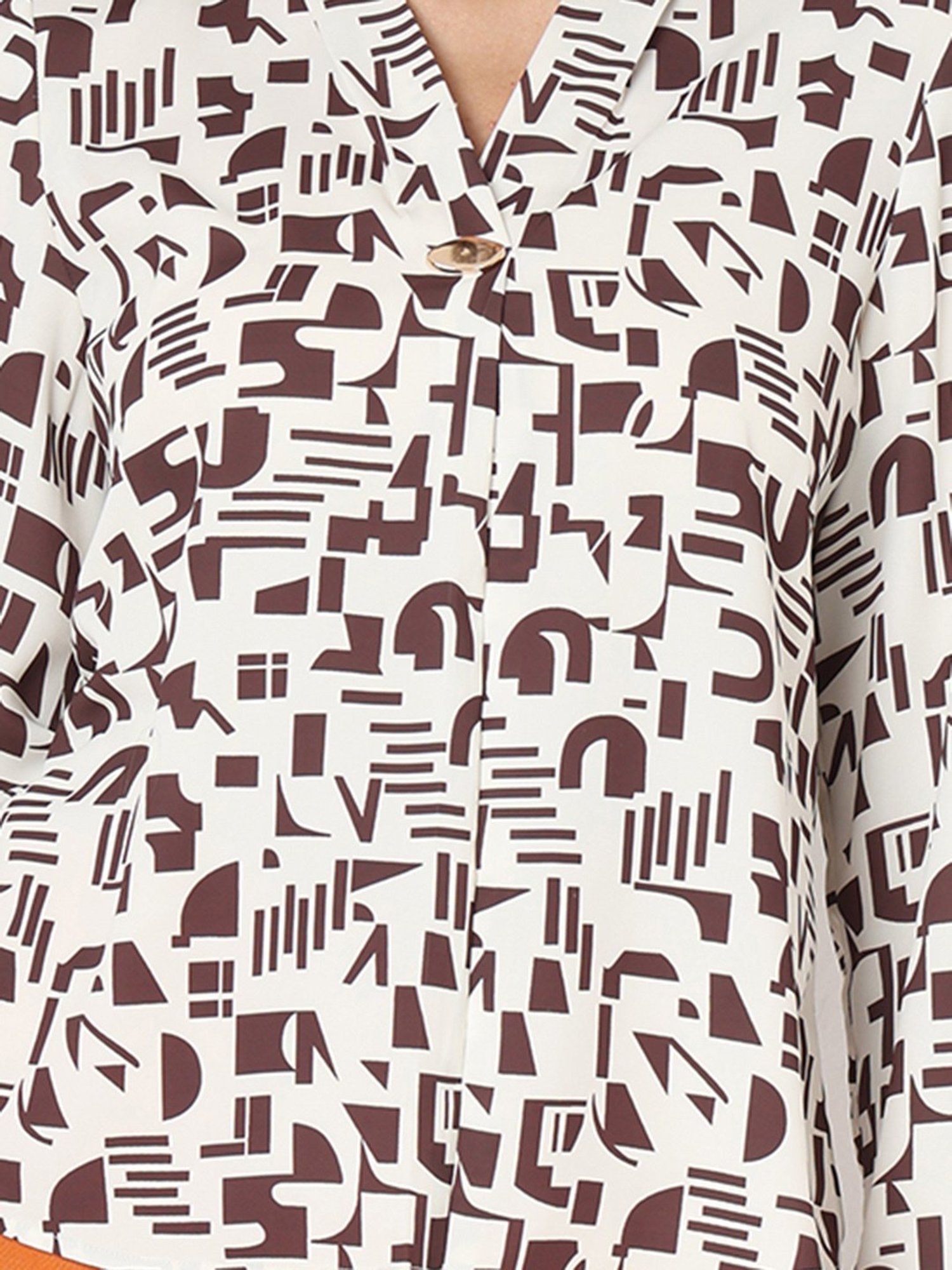 Vero Moda Beige & Brown Printed Top
