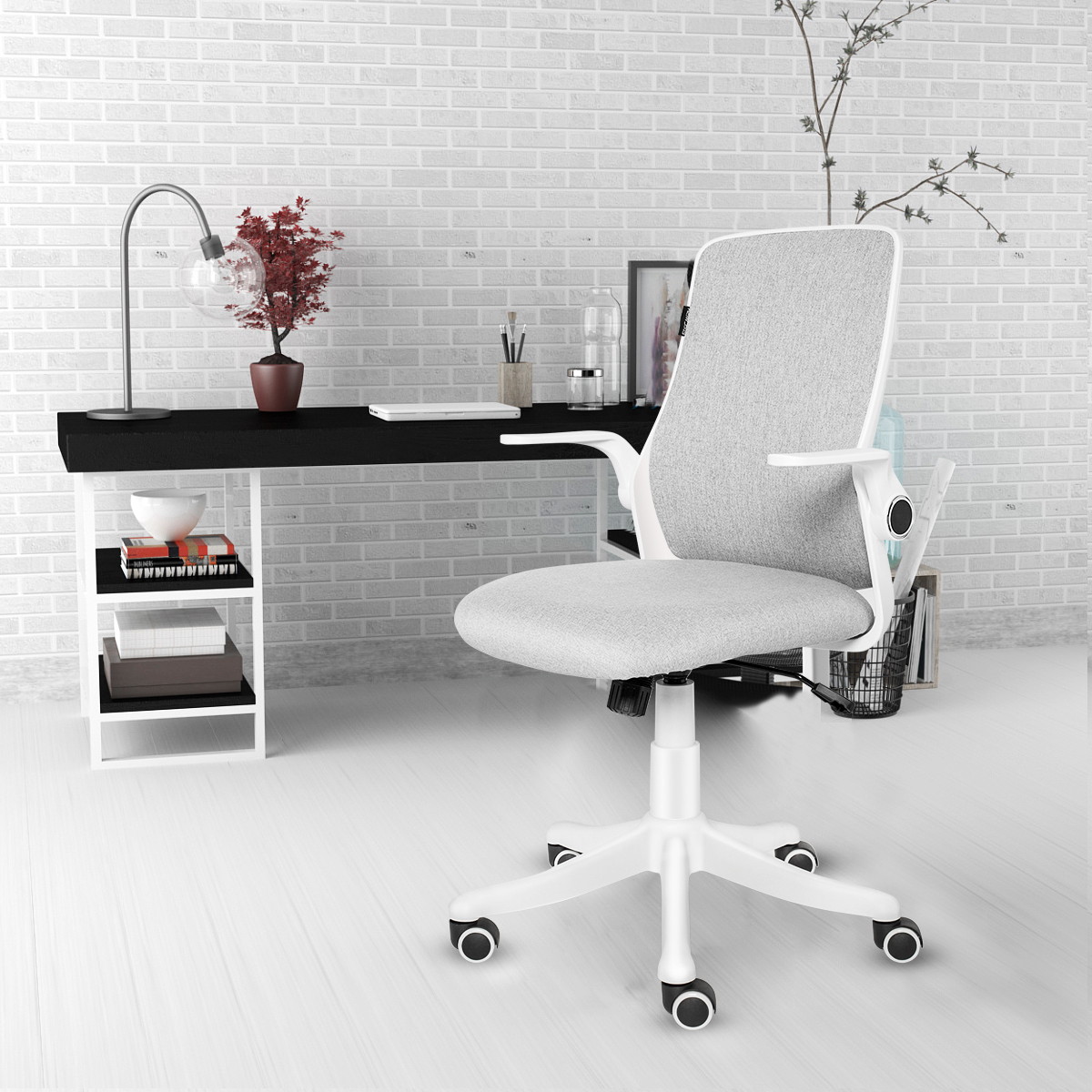 ELECWISH Office Chair Ergonomic Desk Chair Mid Back Office Computer Swivel Adjustable Rolling Task Chair Executive Chair with Flip up Armrests