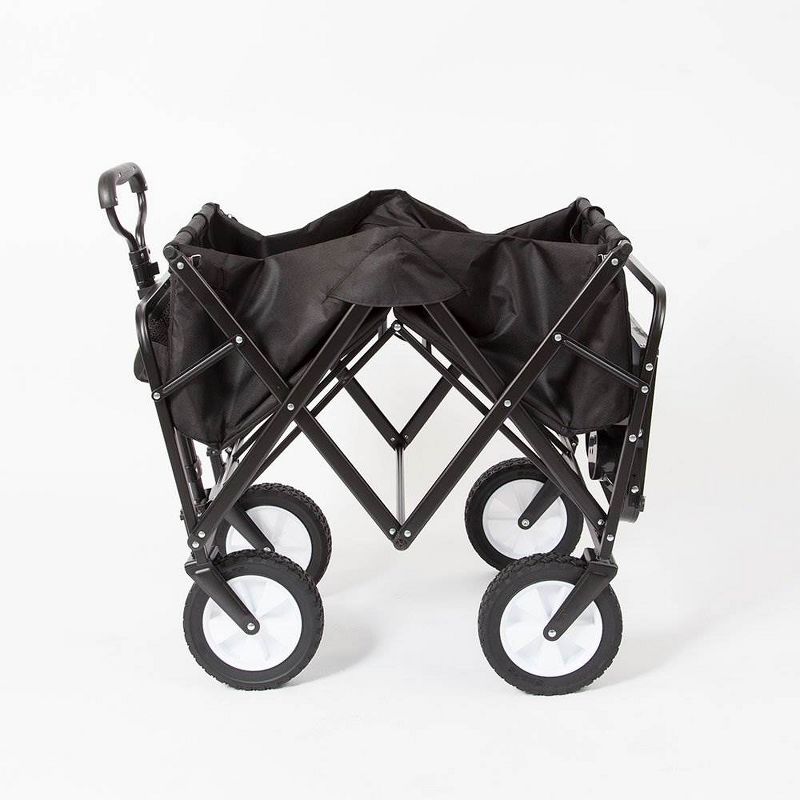 Mac Sports Collapsible Folding Outdoor Garden Utility Wagon Cart w/ Table, Black