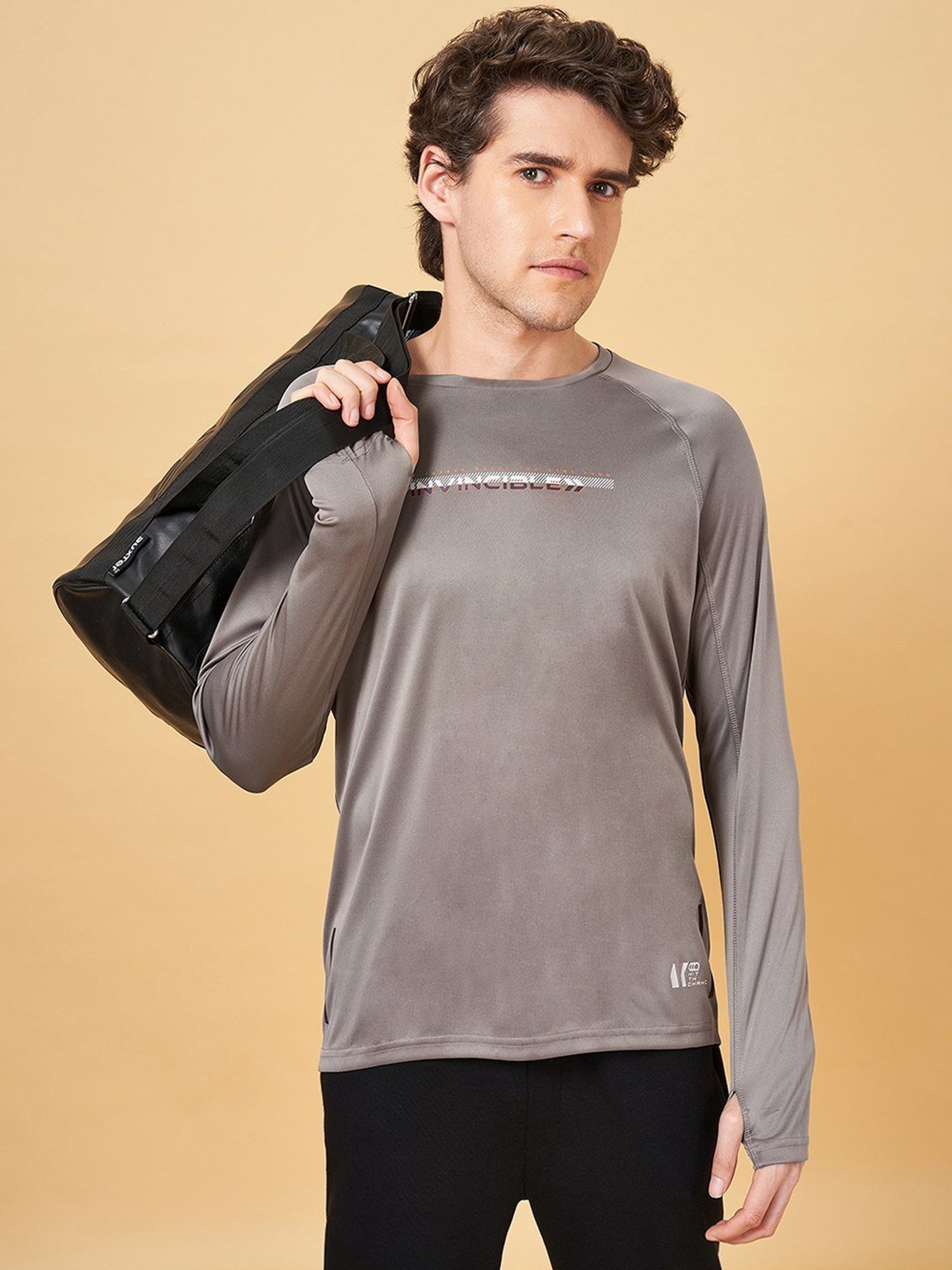 Ajile by Pantaloons Gray Slim Fit T-Shirt