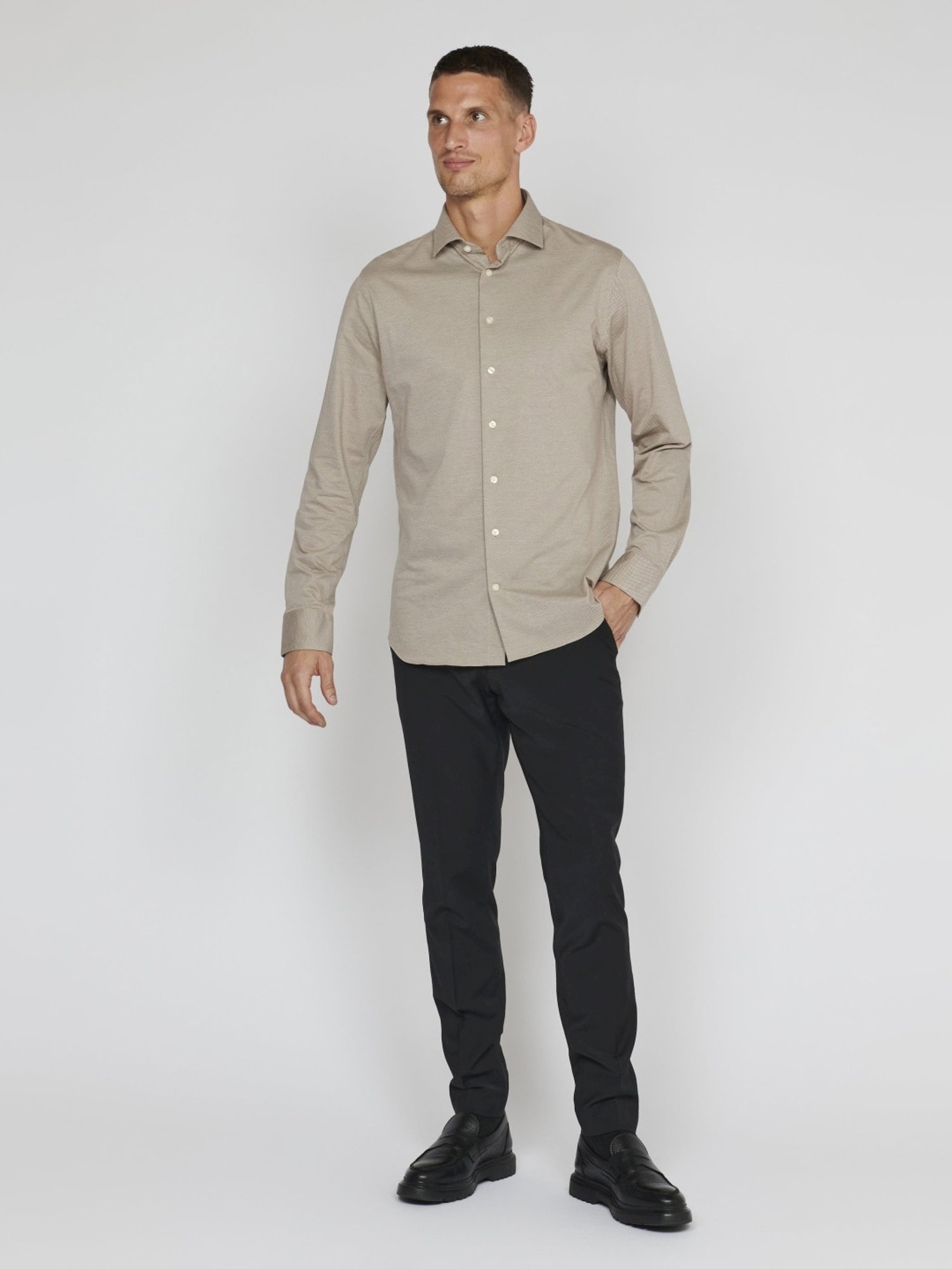 Matinique Beige Cotton Regular Fit Shirt