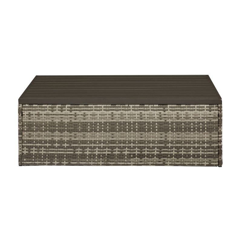 6pc Wicker Rattan Patio Sofa Set with Blue Cushions - Accent Furniture