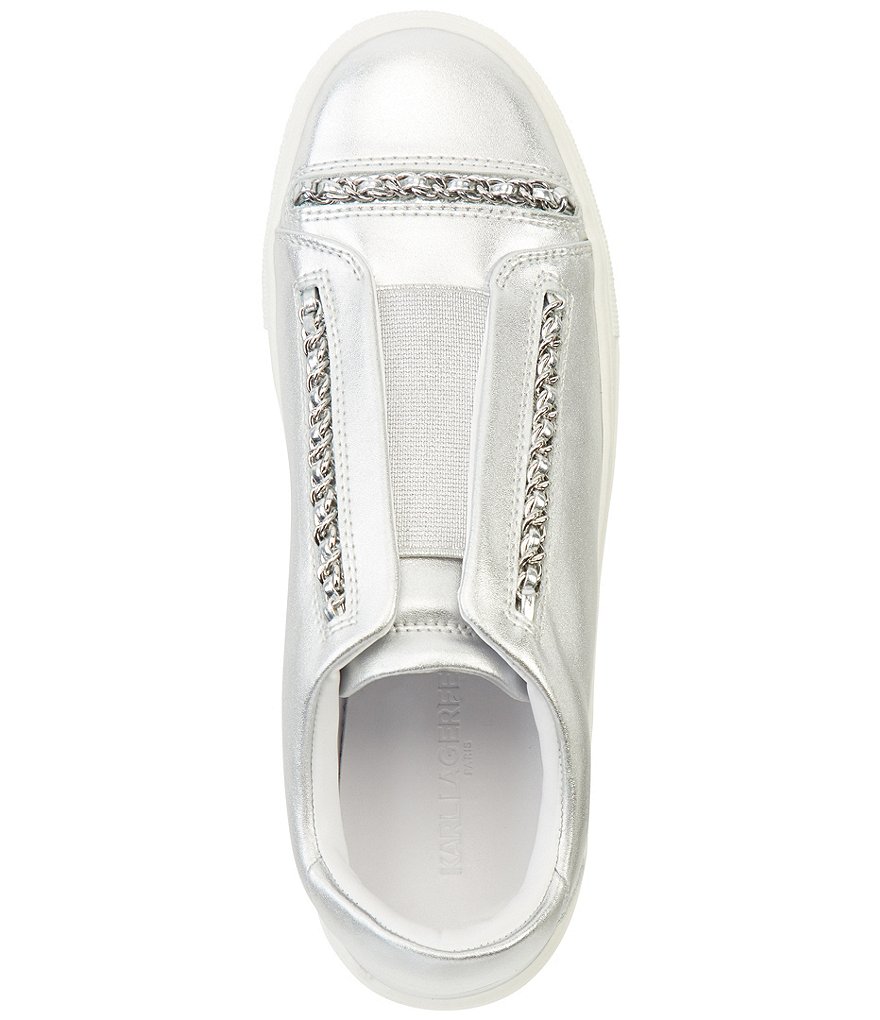 KARL LAGERFELD PARIS Crissie Leather Chain Detail Slip-On Sneakers