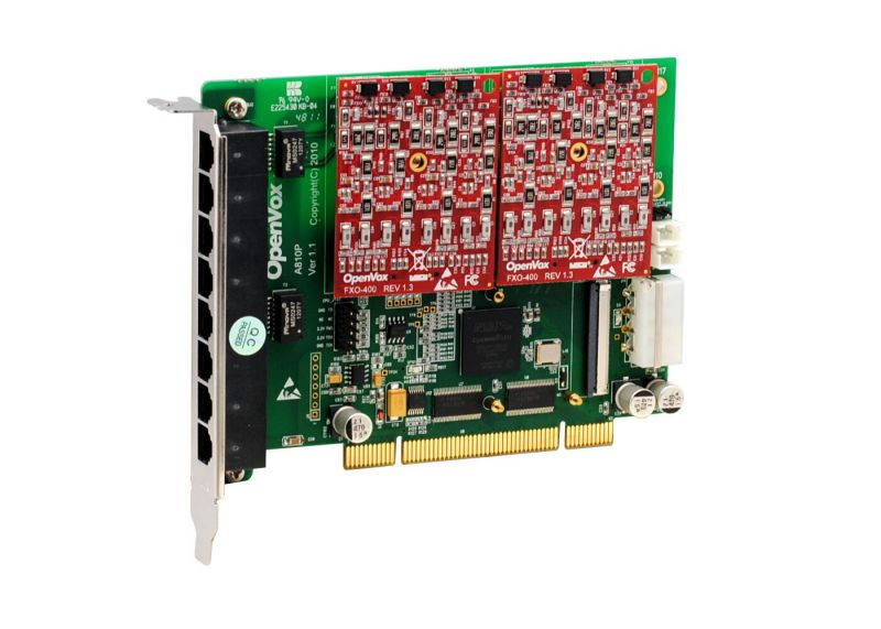 OpenVox A810P02 8 Port Analog PCI card base board + 0 FXS400 + 2 FXO400