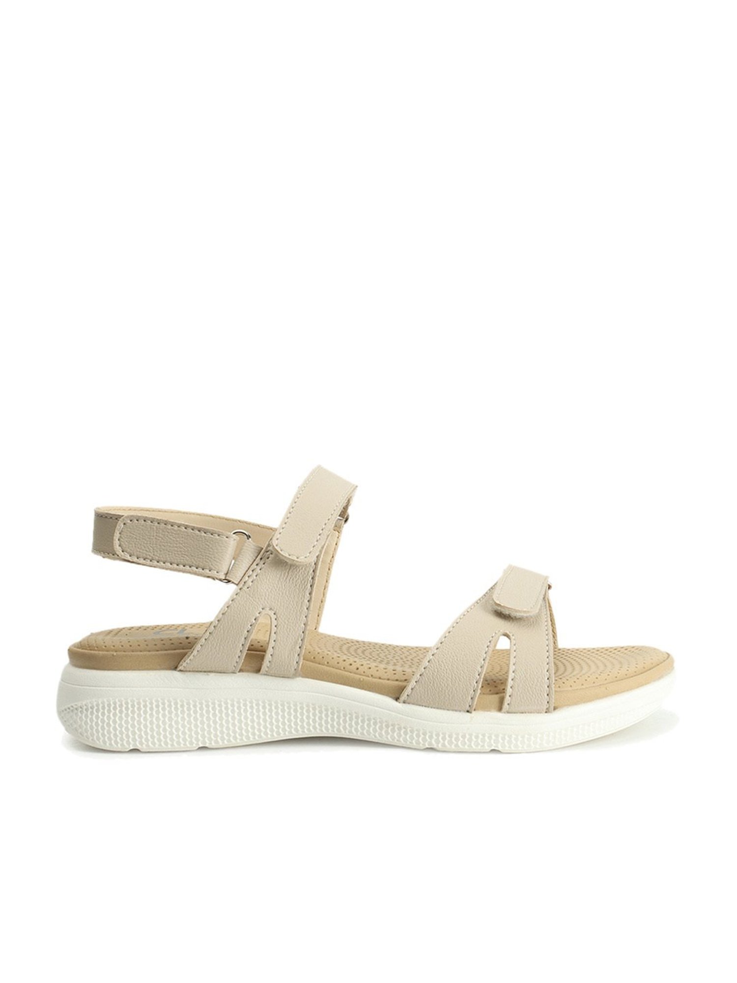 CL Sports by Carlton London Women's Beige Ankle Strap Wedges