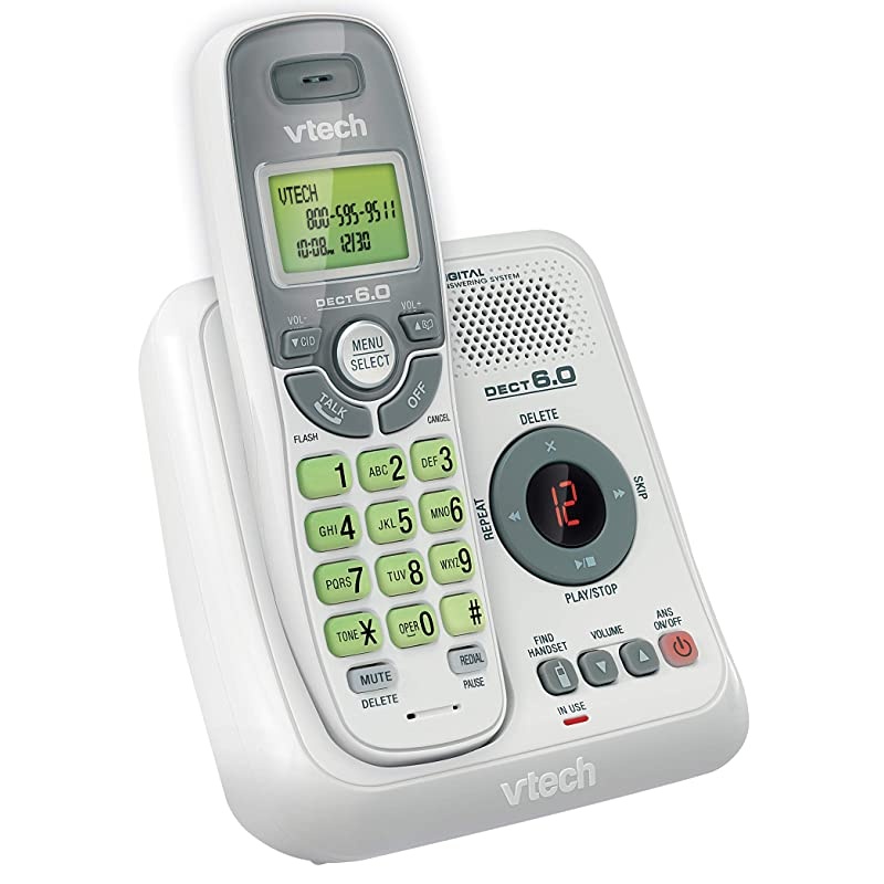 CS6124 DECT 60 Cordless Phone with Answering System and Caller IDCall Waiting White with 1 Handset