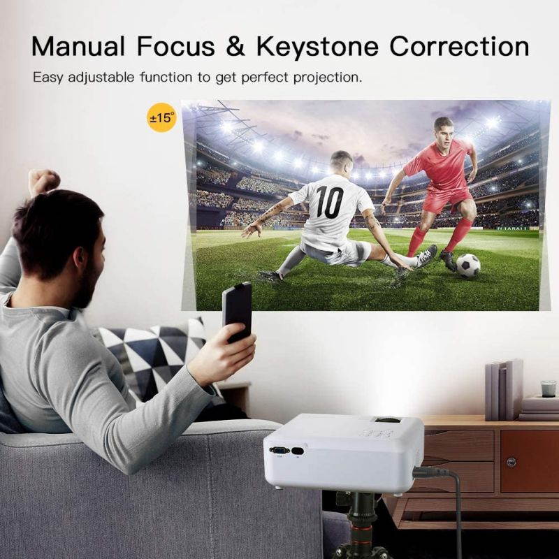 Mini Projector, APEMAN 5000 Lumen 1080P Supported Projector, 200'' Display 50000 Hrs LED Life, Dual Speakers Portable Projector, Compatible with HDMI, USB, VGA, TF, PS4, Laptop, DVD for Home Cinema