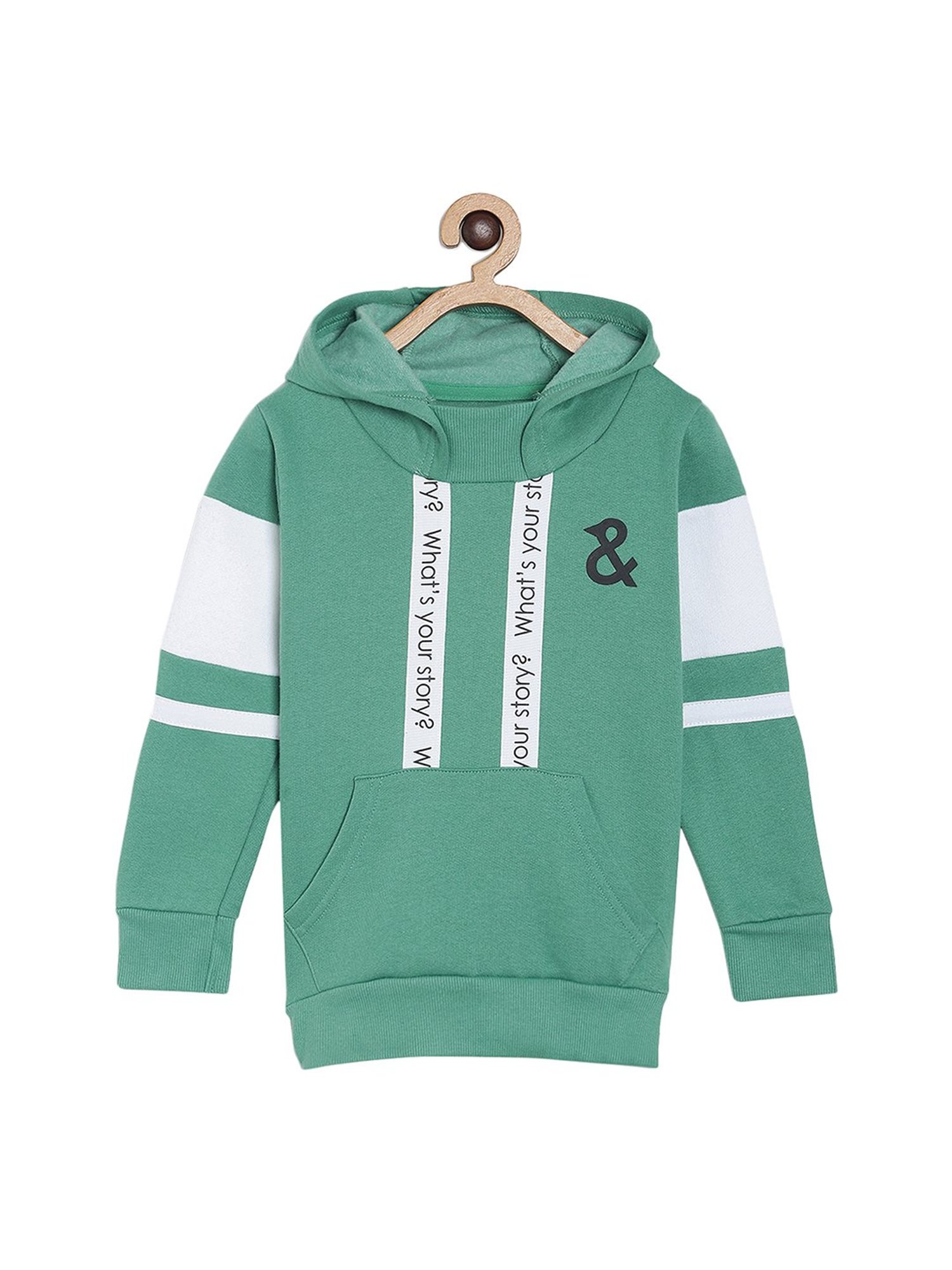 Tales & Stories Kids Green Printed Hoodie