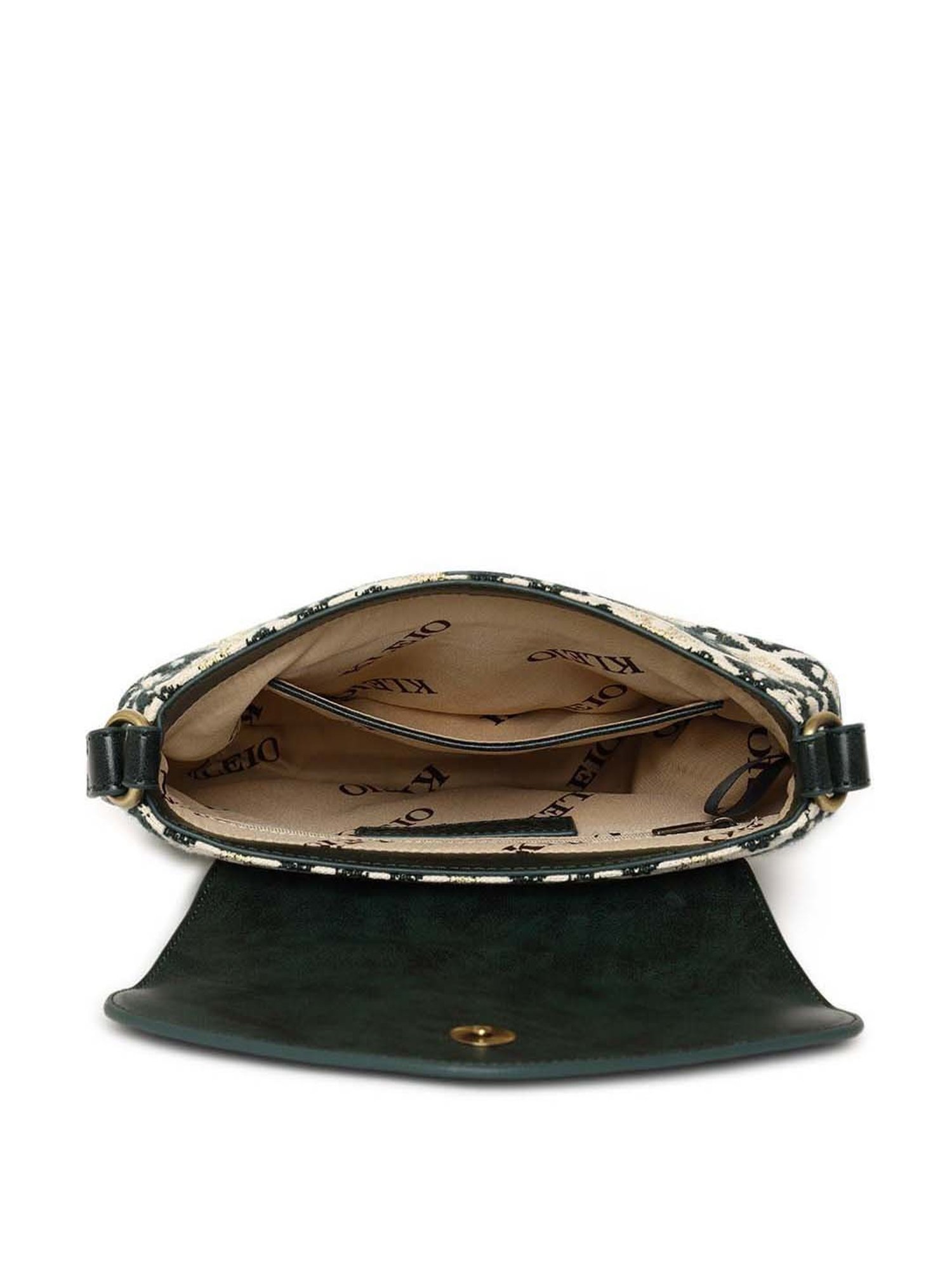 KLEIO Black & Golden Textured Medium Sling Handbag