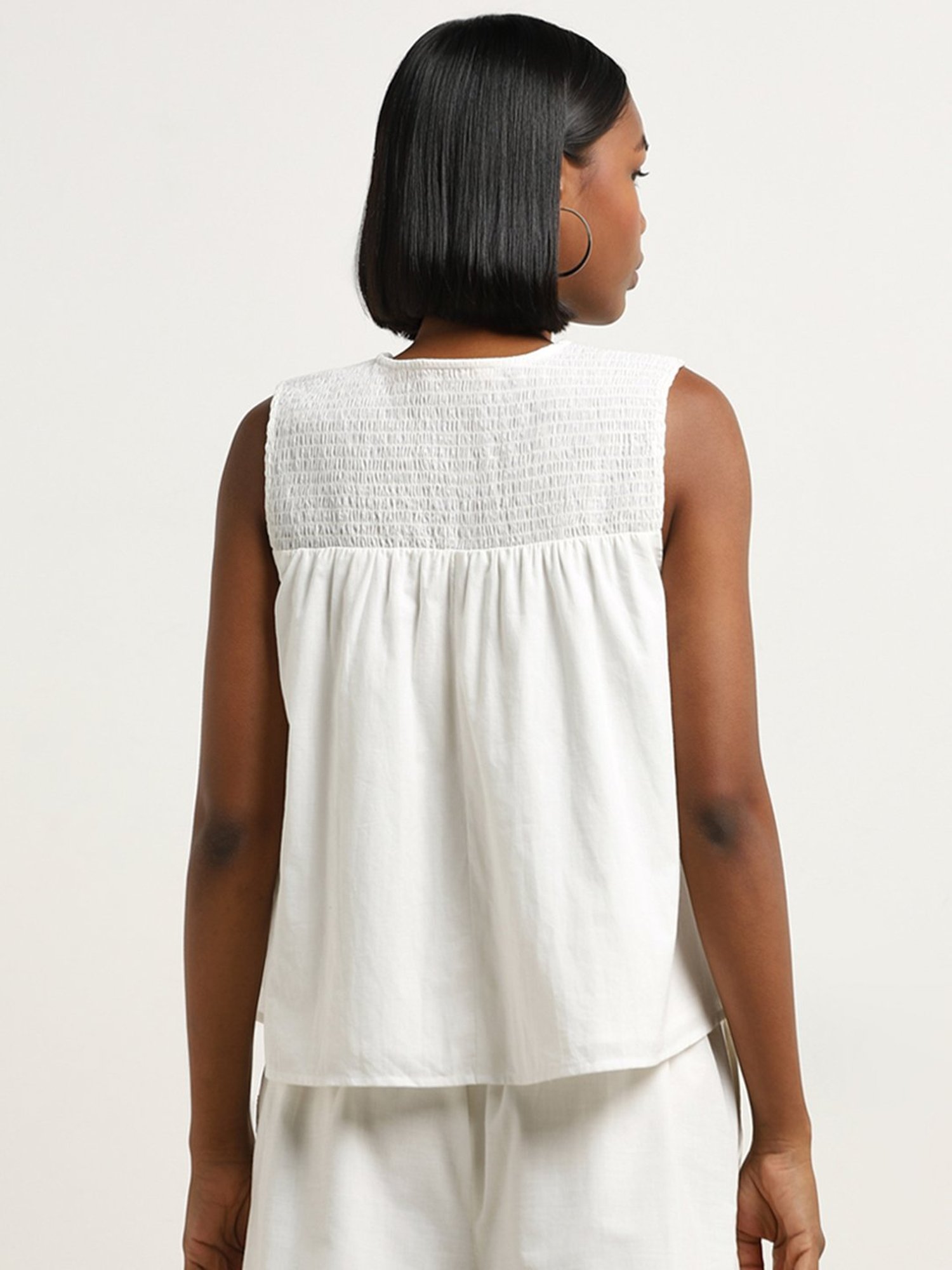 Bombay Paisley by Westside Ivory Embroidered Cotton Top