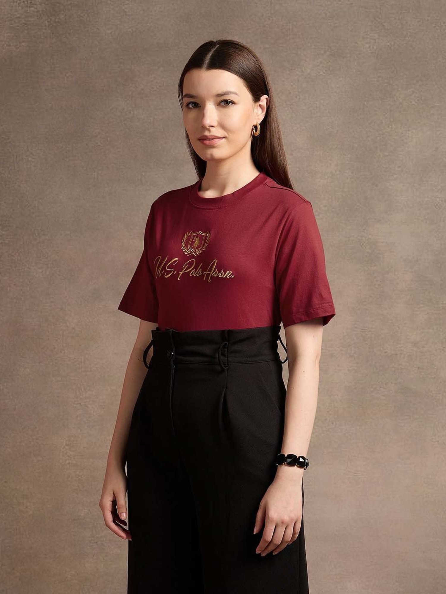 U.S. Polo Assn. Maroon Graphic Print T-Shirt