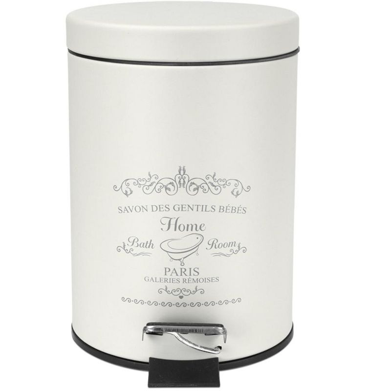 Home Basics Paris 3 Liter Waste Bin, White