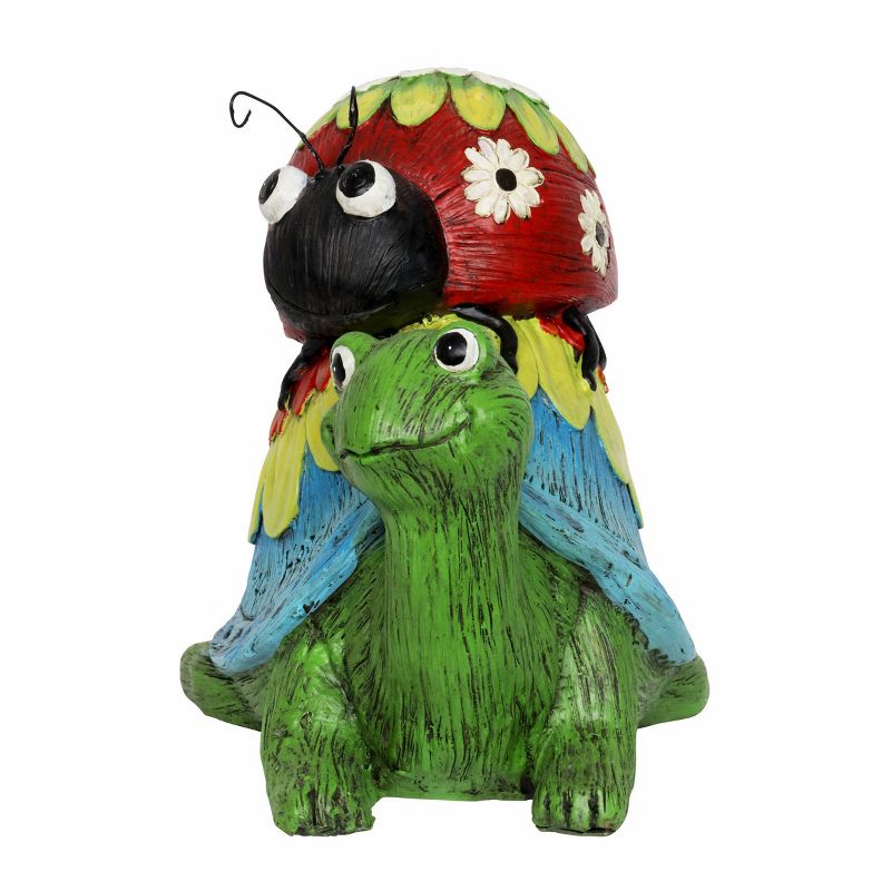 9.25" Resin Garden Turtle and Lady Bug Statue - Exhart