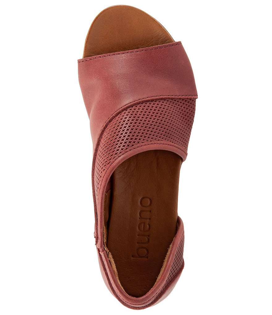 Bueno Tahiti Perforated Leather Asymmetrical Slip-On Sandals