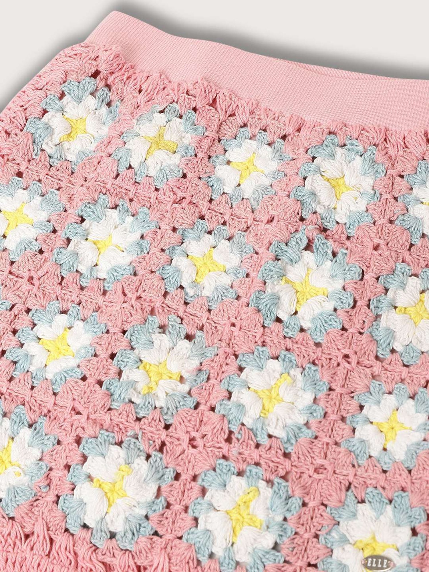 Elle Kids Pink Cotton Floral Print Skirt