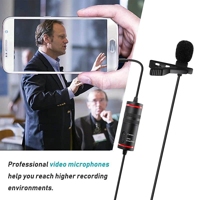 Lavalier Microphone for iPhone/Camera/PC/Android, 312" Professional Lapel Microphone for Recording YouTube/Interview/Video Conferencing/DSLR/Camcorder