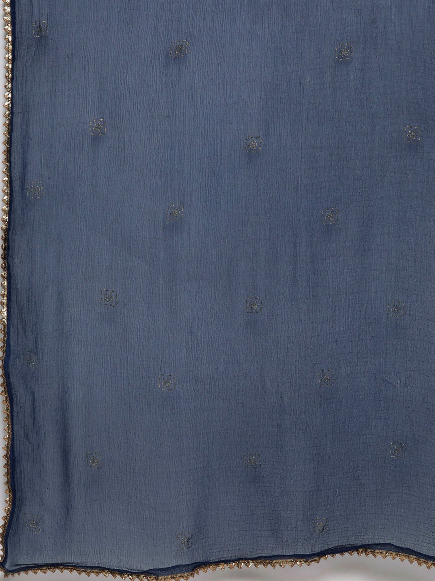 Anubhutee Blue Cotton Floral Kurta With Pants & Dupatta