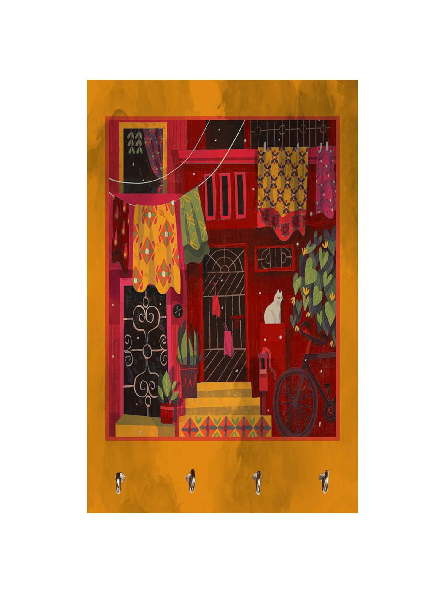 Art Street Black Mdf Jharokha Jali Square Hanging Ornaments Wall Art - Set of 4