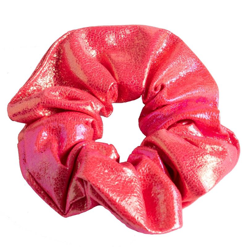 Lily Frilly Faux Leatherette Scrunchie Set - Yellow/Pink/Blue