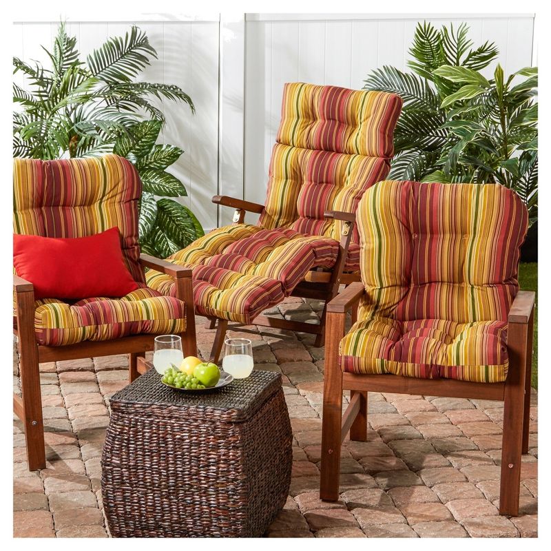 Kinnabari Stripe Outdoor Seat/Back Chair Cushion - Kensington Garden