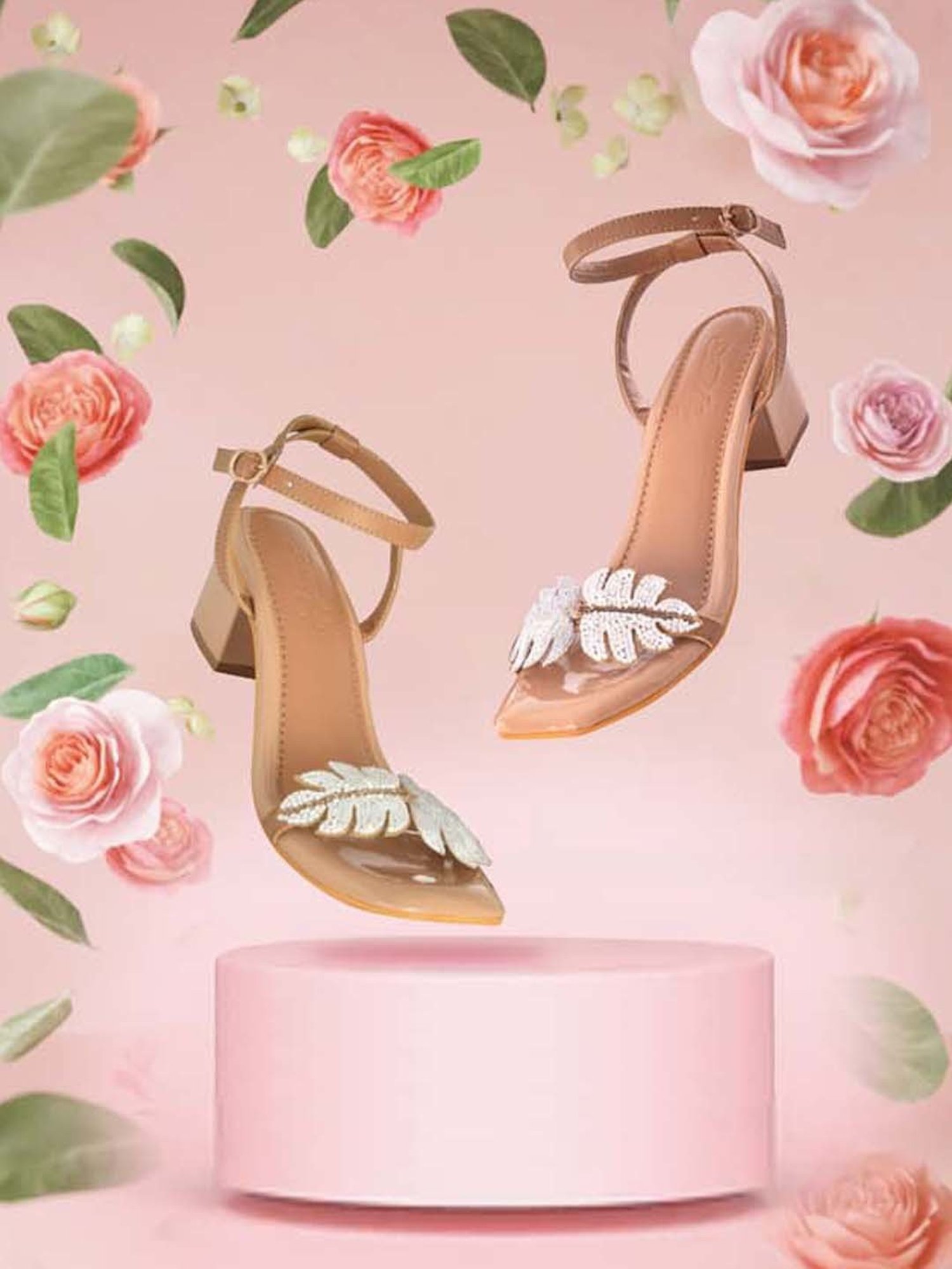 Sole House Women's Tan Ankle Strap Sandals