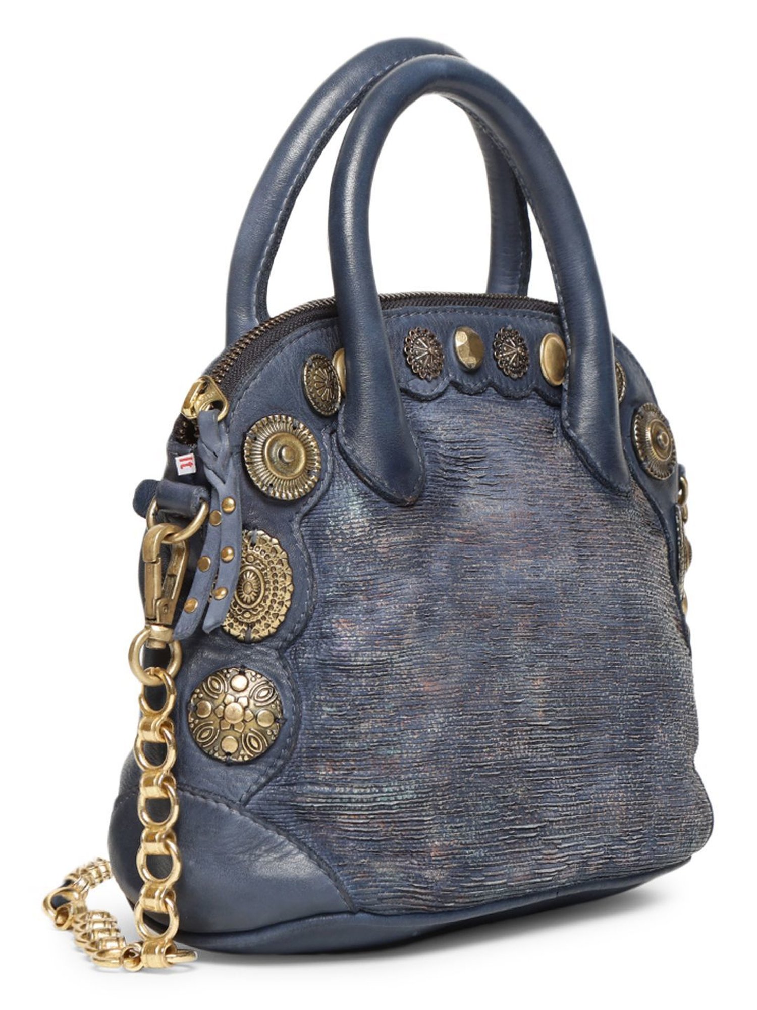 Art N Vintage Silvia Navy Leather Embellished Small Handbag