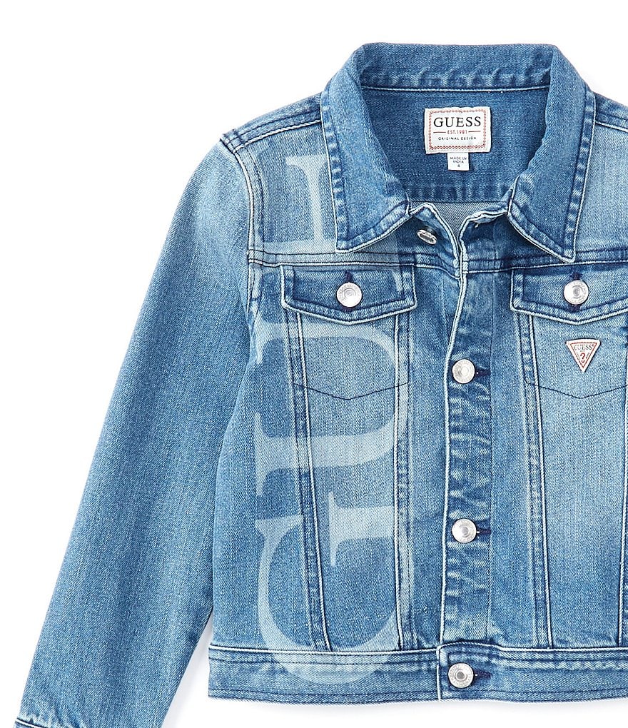 Guess Little Girls 2T-7 Wraparound Guess Logo Denim Jacket