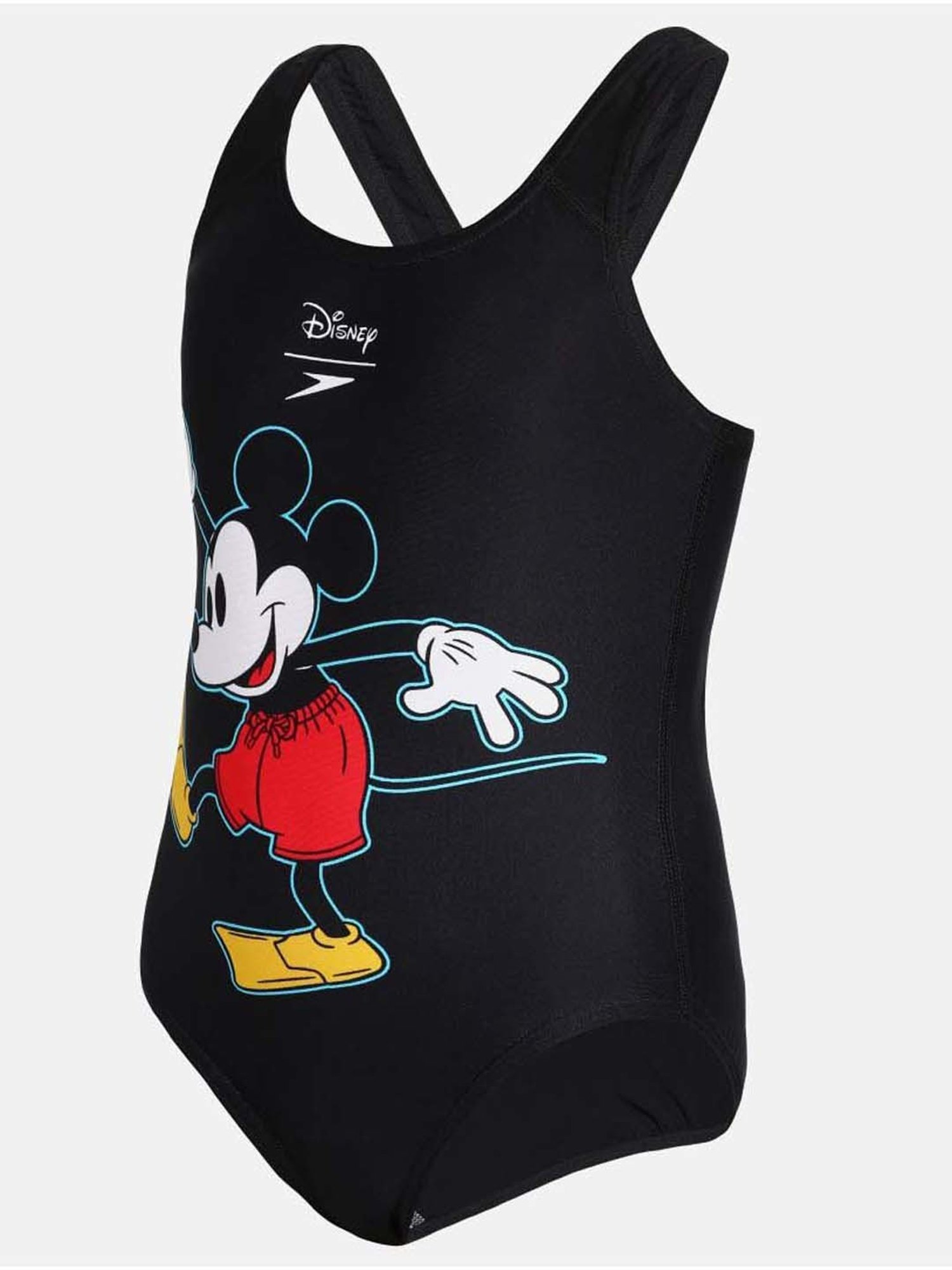 Speedo Kids Black & White Printed Mickey Mouse Swimsuit