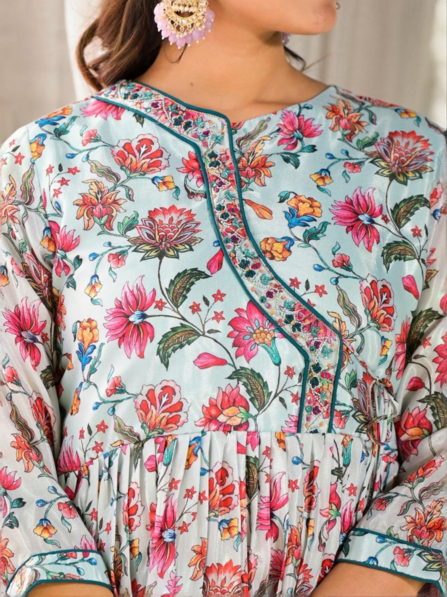 URBAN MYSTIC Black Rayon Embroidered Kurta & Sharara Set