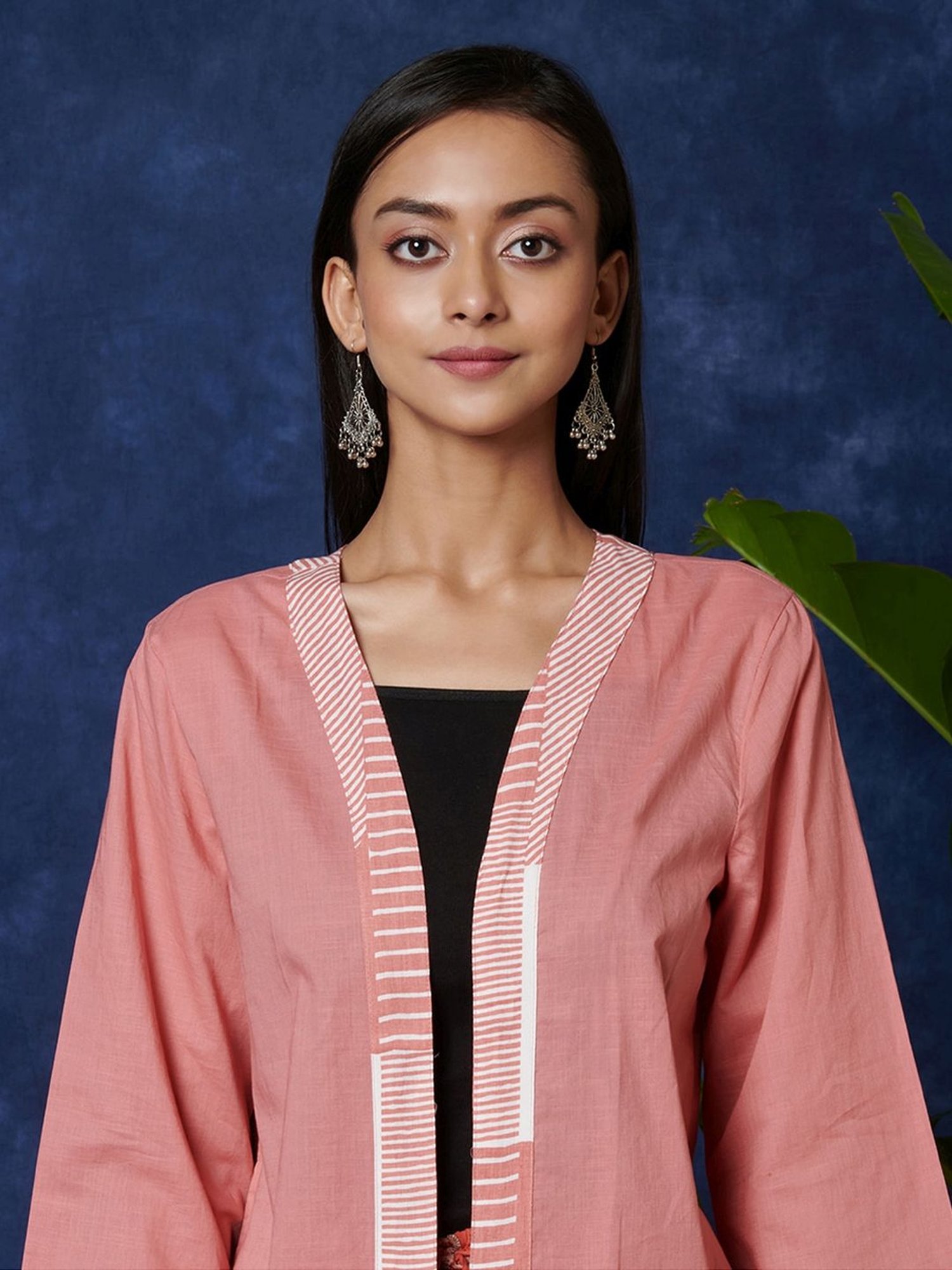 Fabindia Pink Cotton Printed Shrug