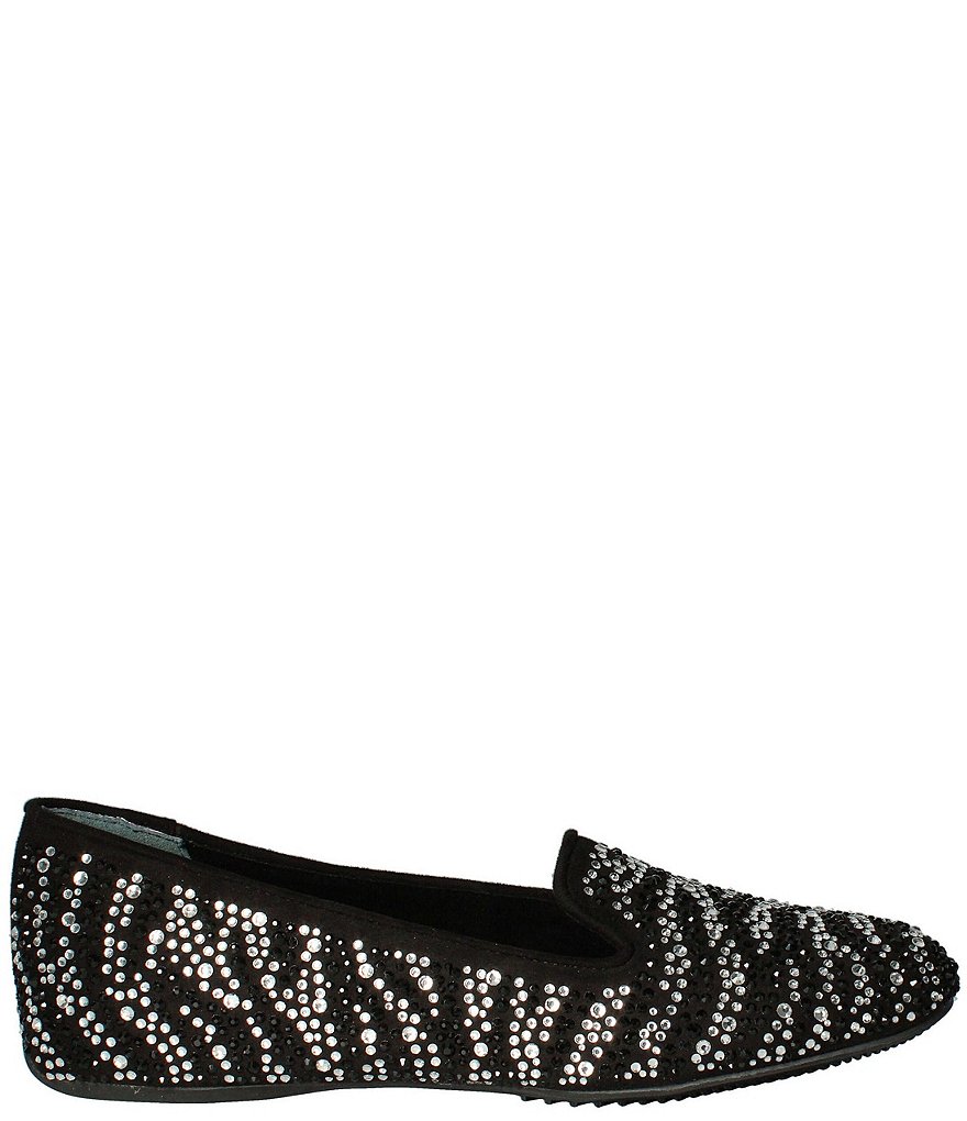 J. Renee Hanuko Zebra Print Rhinestone Smoking Slippers